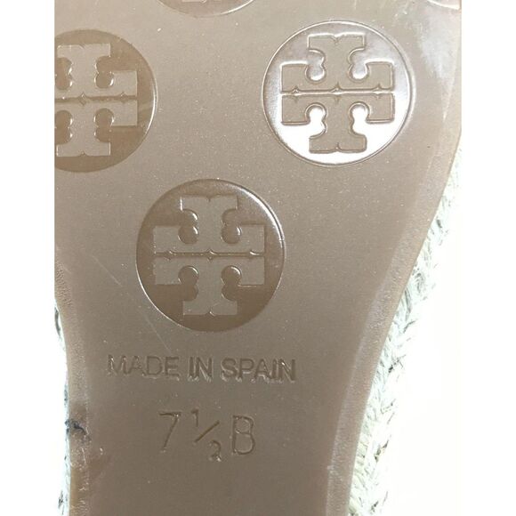 Like New Tory Burch Black Embroidered Platform Wedge Espadrilles Size 7.5B - Picture 6 of 6